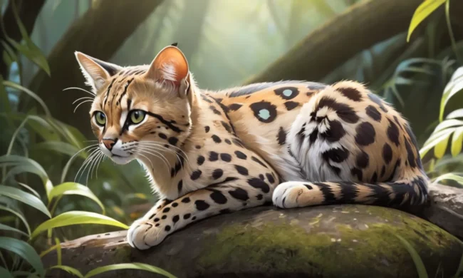 Serval Cat Symbolism: Majestic African Wildcat in Natural Habitat Serval cat in tall grass, showcasing its distinctive spotted coat and long legs - Serval Cat Symbolism